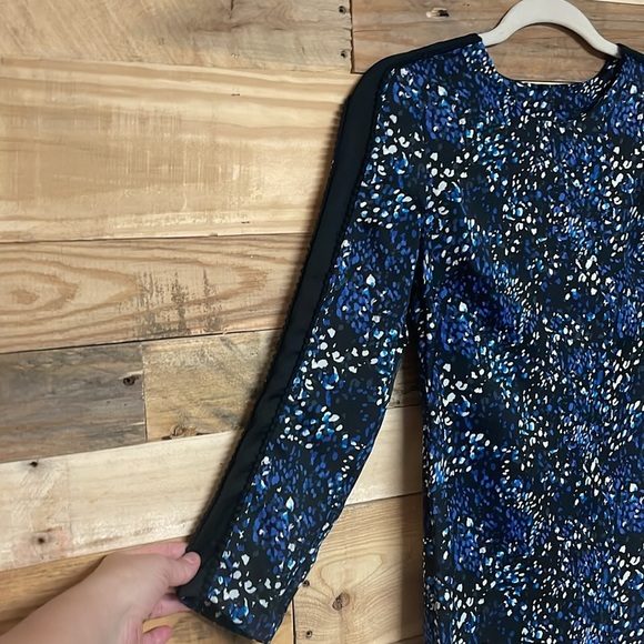 Banana Republic size 00 Petite Blue Sheath Long Sleeve Crew Neck Mini Dress - Picture 3 of 9